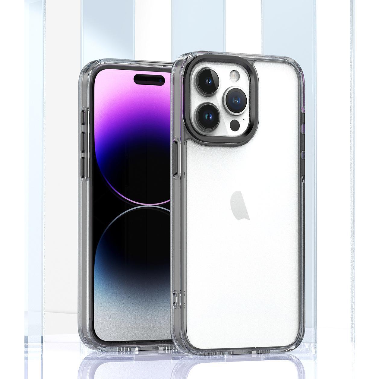 Acrylic Metal Camera Frame Transparent Phone Case for iPhone 16 15 14 13 12 11 Clear Cover