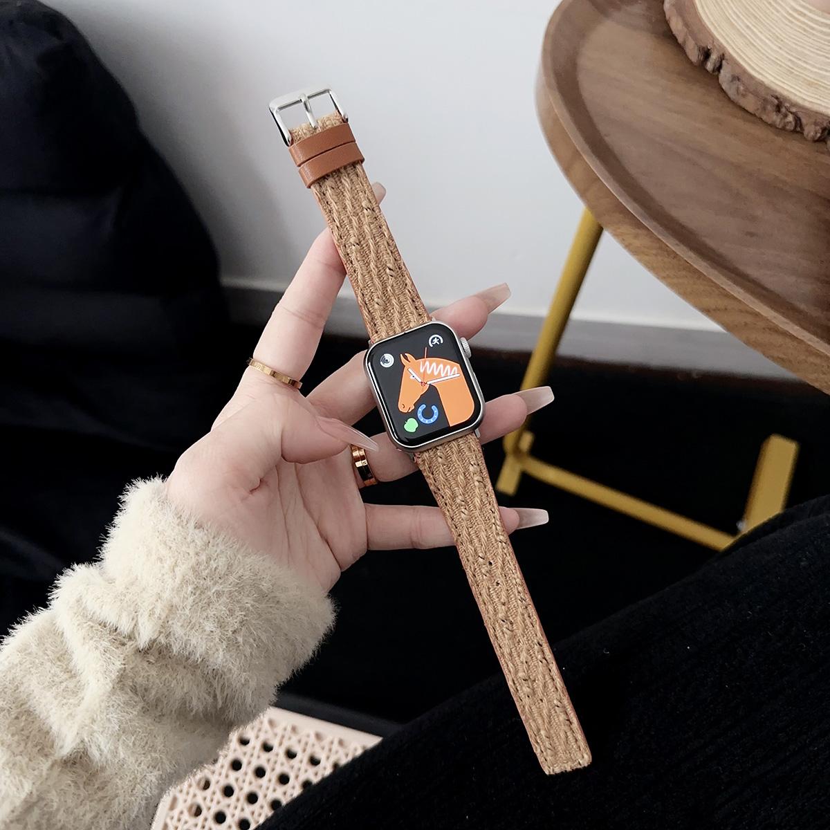 Woolen Wristband for Apple Watch 44mm Band 45 42 38 41 Ultra 49mm Link Bracelet for IWatch Series 9 8 7 6 SE 5 4