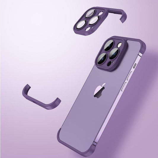 100% Real Frameless TPU Bumper Corner Cover with Glass Lens Protector Case for IPhone 16 15 14 13 12 Pro Max Plus 14Pro 13Pro 12Pro 14 Cover