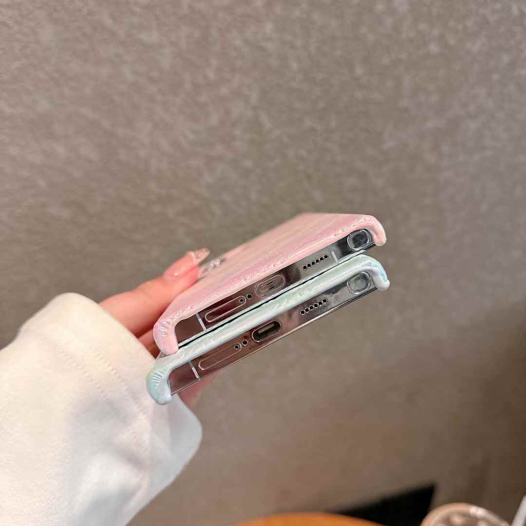 For Samsung S25Ultra S24Ultra S23Ultra S22Ultra Case, Colorful Gradient Laser Quilted Lining Leather Shockproof Hard Full Cover