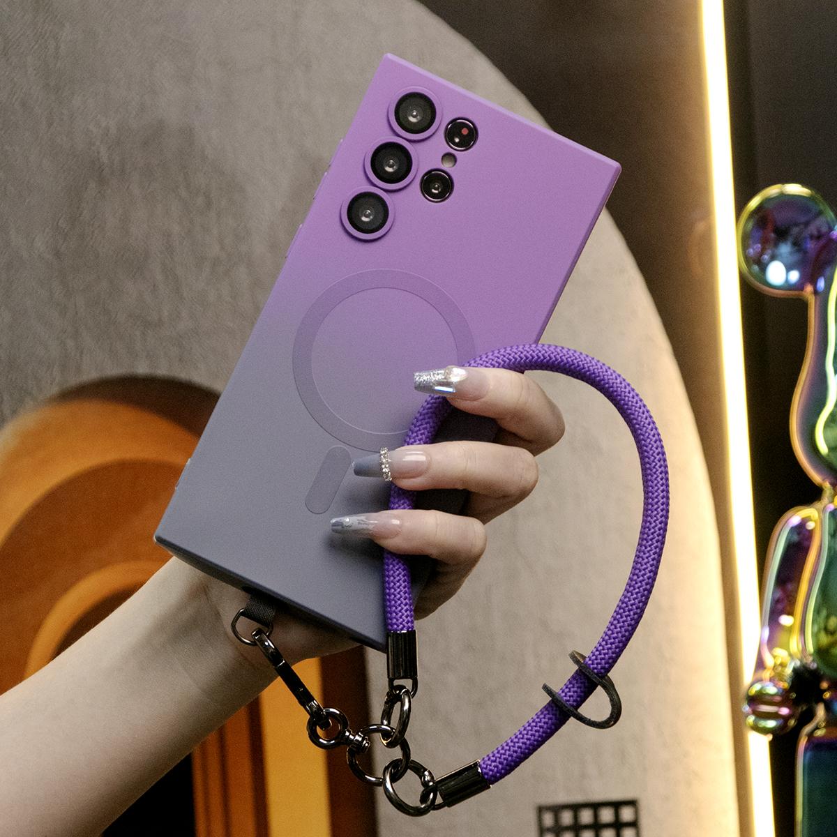 Gradient Color Magnetic Wireless Charge Matte Case With Multifunctional Climbing Rope For Samsung Galaxy S24 S23 S22 S21Plus FE Ultra Note 20 Ultra Z Flip 3 4 5