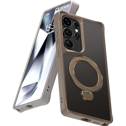 Slim PC Strong Magnetic Phone Case with 360 Rotating Metal Kickstand For Samsung S25Ultra S25Plus S25 Skin Feel Bumper Shockproof Hard Full Cover
