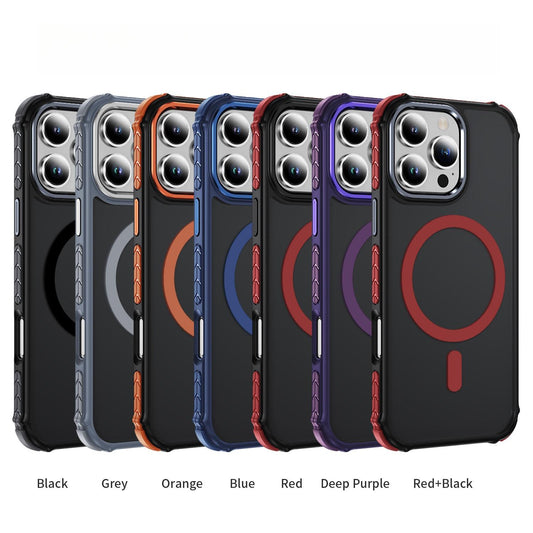 Two-Tone Matte Transparent Anti-Dust Four Corner Anti-Fall Bumper Shockproof Strong Magnetic Phone Case for iPhone 16ProMax 16 15 14 13 12 11 XR Hard Cover