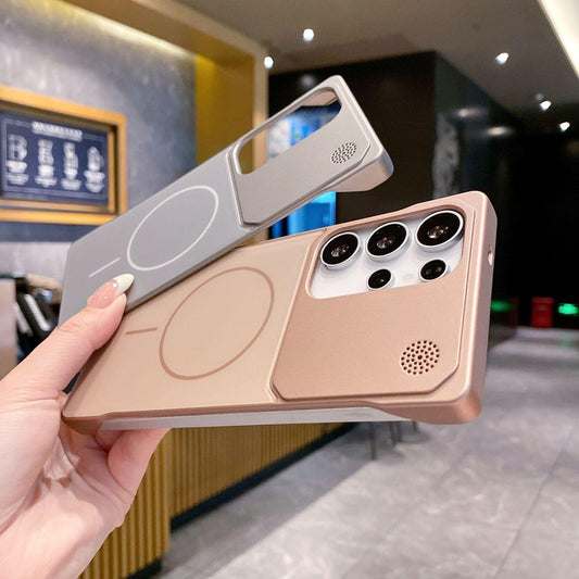 Aromatherapy Frameless Heat Dissipation Aluminium Alloy Strong Magnetic Len Protection Phone Case For Samsung S25Ultra S24Ultra S23Ultra S22Ultra, Skin Feel Shockproof Hard Full Cover