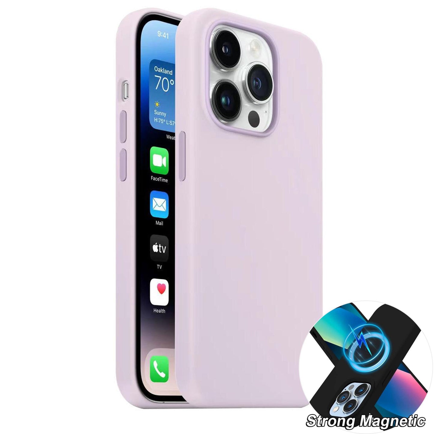 Strong Magnetic Liquid Silicone Antislip Phone Case for iPhone 16 15 14 13 12 Pro Max for MagSafe, Skin-friendly Shockproof Full Cover with Microfiber Lining