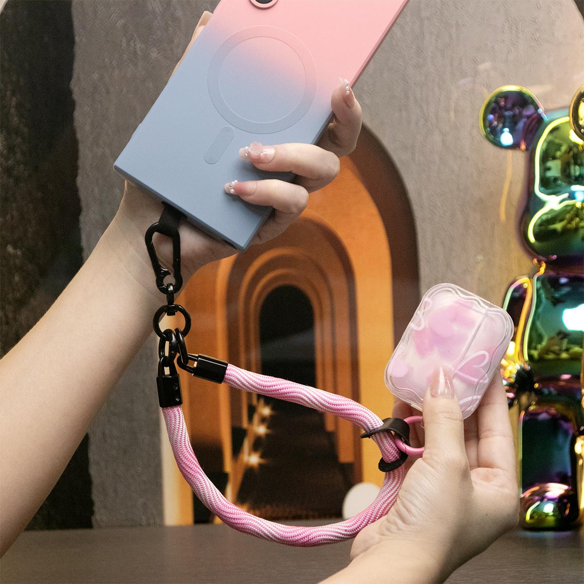 Gradient Color Magnetic Wireless Charge Matte Case with 10mm Wave Multifunctional Rope For Samsung Galaxy S24 S23 S22 S21 Plus Ultra Note 20 Ultra Wireless Charging Soft Bumper Cover
