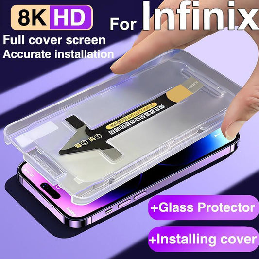 8K HD Privacy Install Tool Tempered Glass For Infinix Hot 50Pro+ 50Pro 50 50i 40 40i 40Pro 30i Smart 8 7 6 Screen Protector With Alignment Mounting Cover