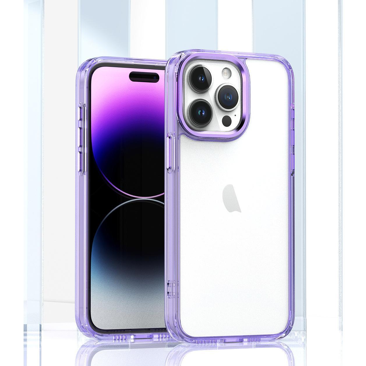 Acrylic Metal Camera Frame Transparent Phone Case for iPhone 16 15 14 13 12 11 Clear Cover