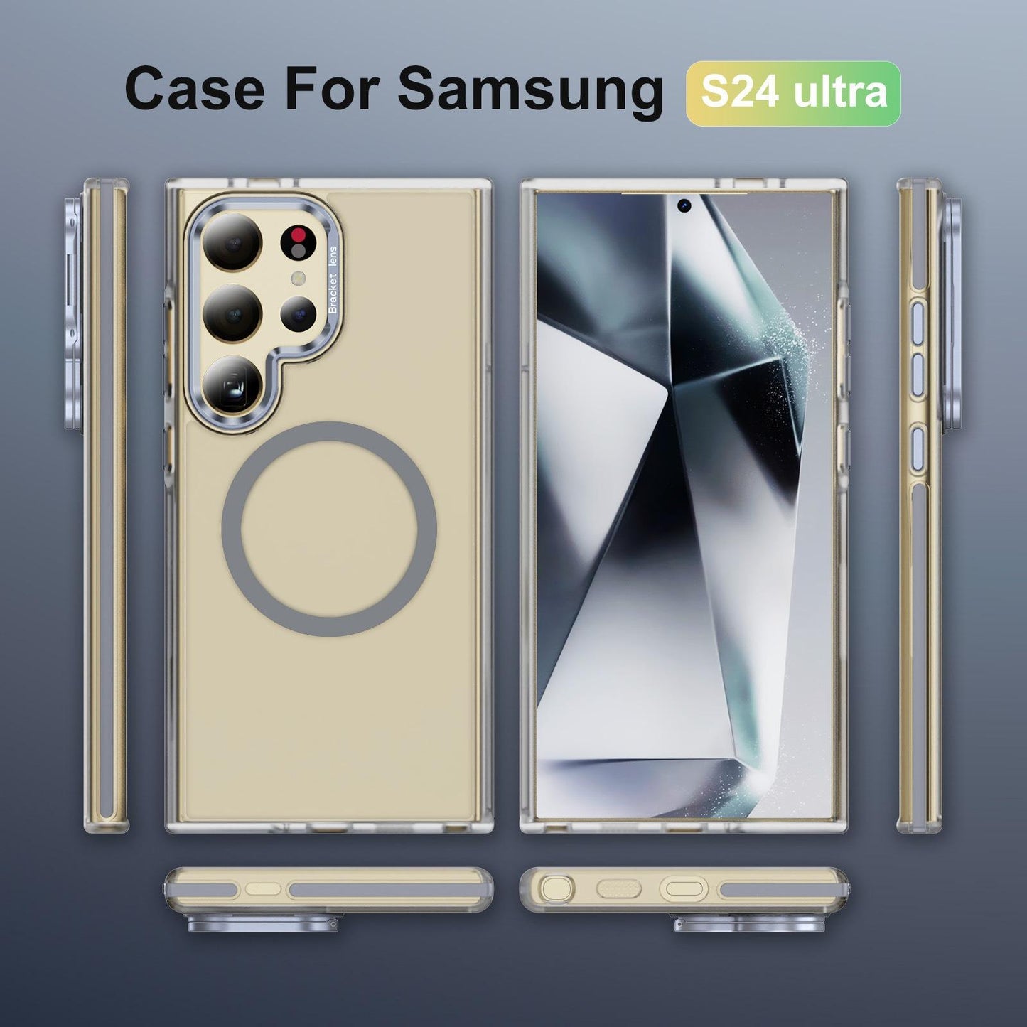 Matte Transparent Anti-Dust Anti-Fall Bumper Shockproof Strong Magnetic Phone Case With Metal Camera Kickstand for Samsung S25Ultra S24 S23FE S23 A14 A15 A25 A35 A54 Bumper Hard Cover