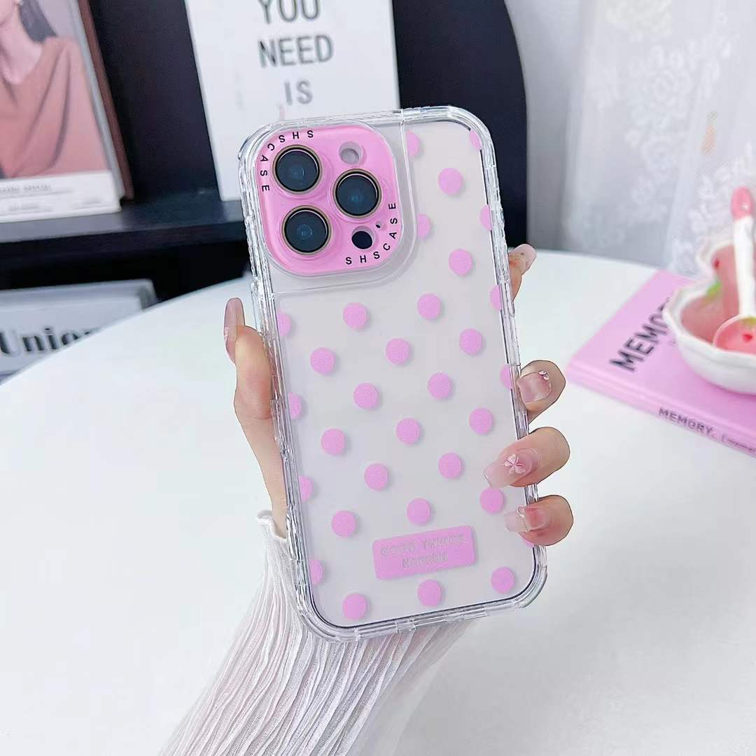 For iPhone 16ProMax 16 15 14 13 Phone Case, Colorful 3 in 1 Transparent Luxury Wave Point Acrylic Anti Fall, With Camera Protector Shockproof Clear Hard Full Cover