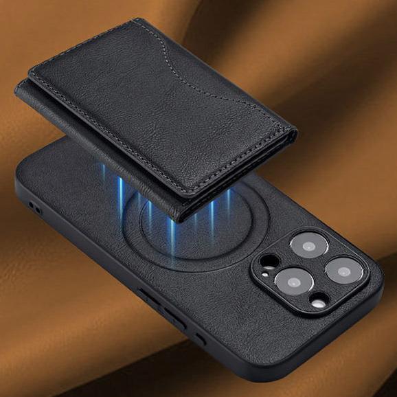 Multi-function Leather Card Case Strong Magnetic Wallet Card Holder Card Bag Case for Magsafe IPhone 16 15 14 13 12 Pro Max Stand Cover