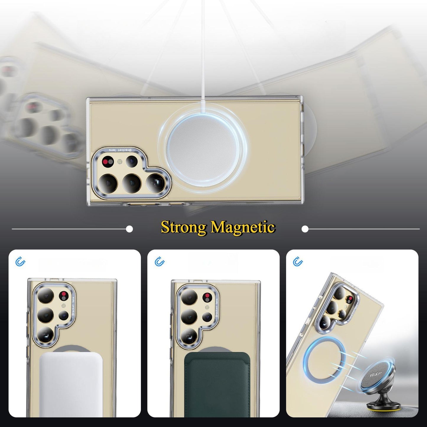 Matte Transparent Anti-Dust Anti-Fall Bumper Shockproof Strong Magnetic Phone Case With Metal Camera Kickstand for Samsung S25Ultra S24 S23FE S23 A14 A15 A25 A35 A54 Bumper Hard Cover