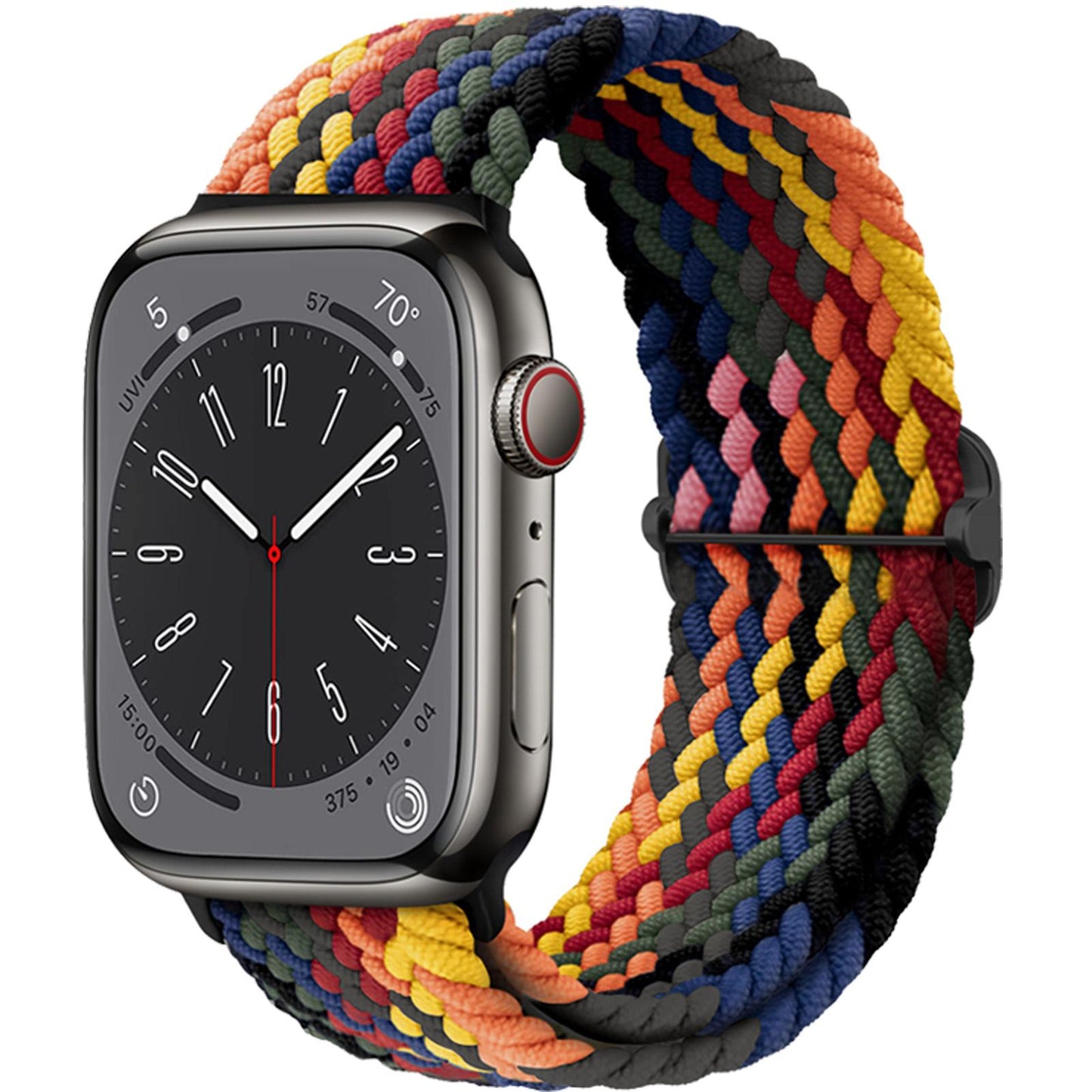 Boucle solo tressée pour bracelet de montre Apple 44 mm 40 mm 49 mm 45 mm 41 mm 38 mm Bracelet en nylon élastique iWatch série 8 3 se 6 7 Ultra