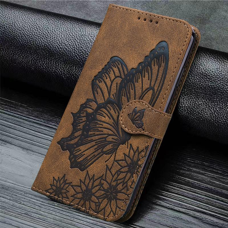 Butterfly Leather Phone Case For iPhone 16 15 14 13 12 11 Plus ProMax Wallet Bags Flip Cover