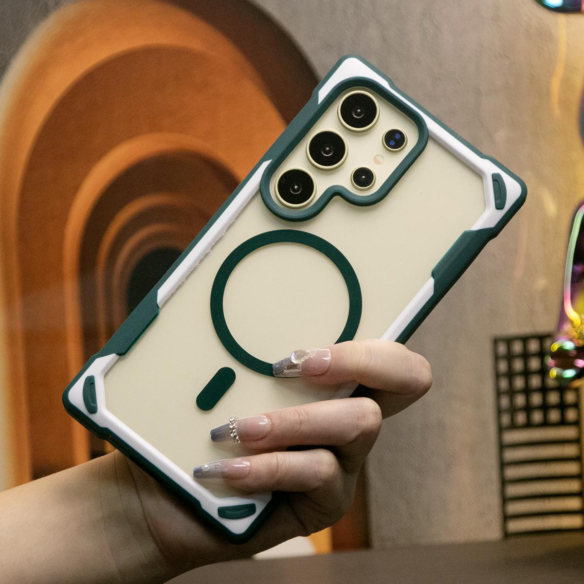 For Samsung S24 Ultra S24Plus S24 Case, Two-tone Magnetic Acrylic, Luxury Elegant Clear Case Camera Protection Heavy Duty Protection Shockproof Hard Cover