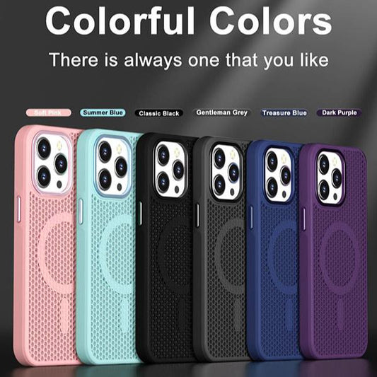 For iPhone 16ProMax 16 15 14 13 12 Pro Max Phone Case, Thin Magnetic Cooling PC Luxury Metal Camera Frame Protection For Magsafe Heat Dissipation Hard Full Cover