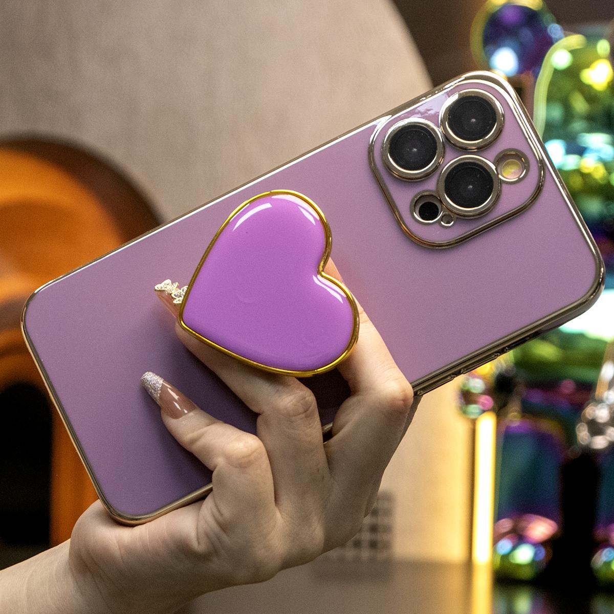 Plating Love Heart Kickstand Phone Case for iPhone 16 15 14 13 Pro Max