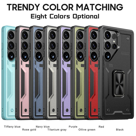 Anti-Dust Anti-Fall Heavy Duty Protection Shockproof Phone Case With Kickstand for Samsung S25Ultra S24 S23FE S23 S22 S21 A06 A05 A16 A15 A25 A35 A55 Bumper Matte Hard Full Cover