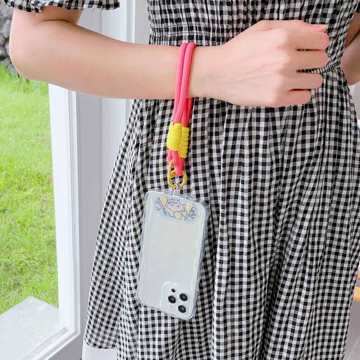 Oval Cartoon Phone Lanyard, For iPhone Wristband, Colorful Cartoon Lanyard, Safety Card Anti-drop Rope