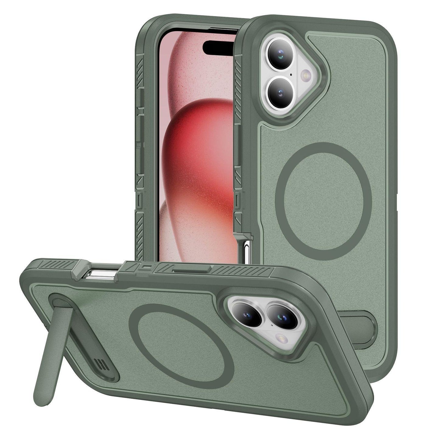 Anti-Dust Matte Anti-Fall Heavy Duty Protection Shockproof Strong Magnetic Phone Case With Kickstand for iPhone 16ProMax 16 15 14 13 12 11 XR Bumper Hard Full Cover