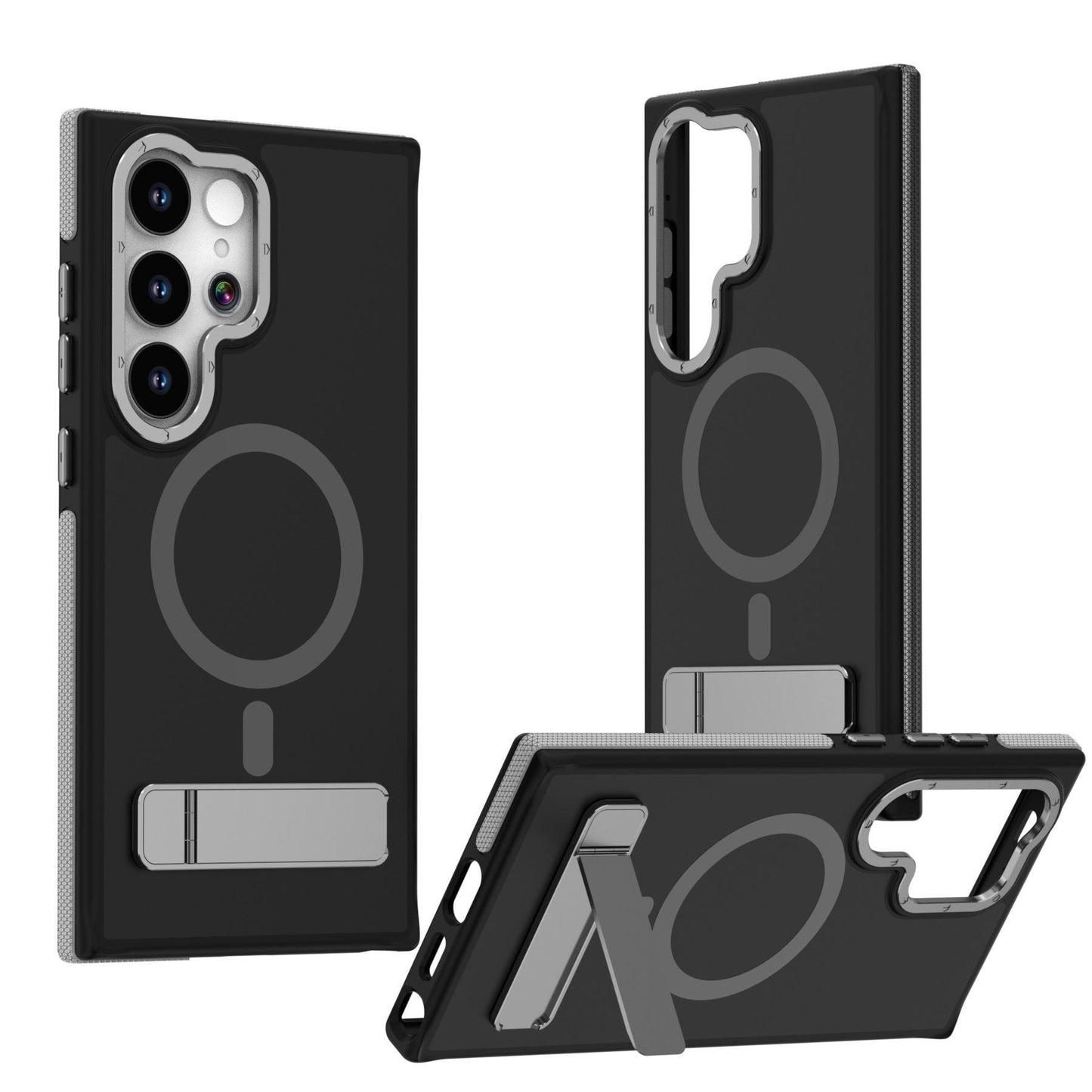 For Samsung S25Ultra S25+ S25 S24 S23 Phone Case With Line Bracket, Metal Camera Protection, Elegant Kickstand Matte Strong Magnetic Case Camera Shockproof Bumper Hard Cover