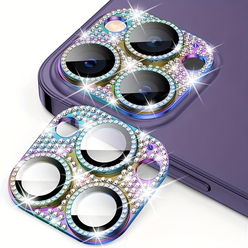 Glitter Rhinestone Metal Camera Lens Protector Glass For iPhone 16 15 14 13 Pro Max Shining Full Cover Camera Lens Protector Case
