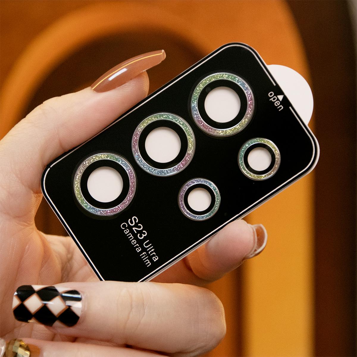 Glitter Camera Lens Protector Case 9H Tempered Glass Films Military-Grade Protection For Samsung S24 S24Plus S24Ultra S22Ultra S23 S23Plus S23 Ultra