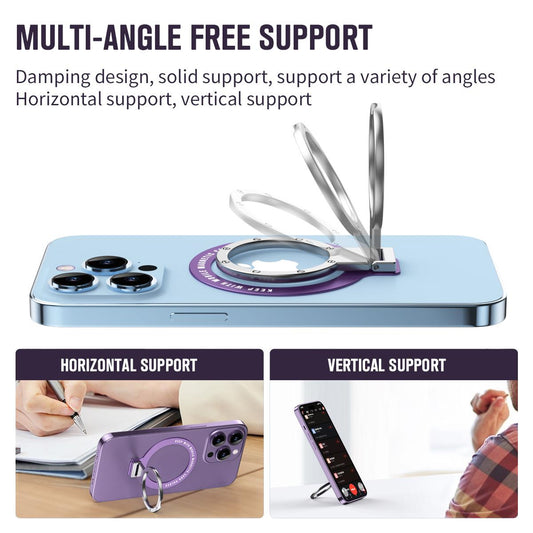 Ultra Thin Lamination Tailor-Made Grip Multi-angle Metal Kickstand for Magnetic Wireless Charging Horizontal Vertical Support 3M Adhesive Phone Holder for iPhone 16 15 14 13 12 Accessories