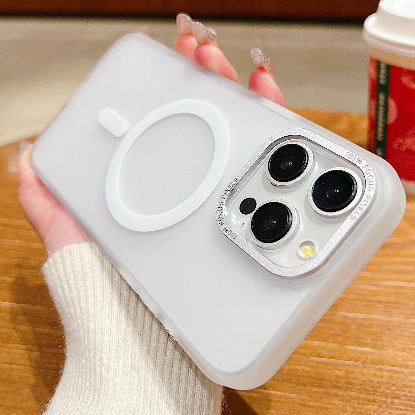 For iPhone 16ProMax 16 15 14 13 Phone Case, Matte Transparent Magnetic Acrylic Slim, Metal Camera Frame Cover Protection Hard Full Cover