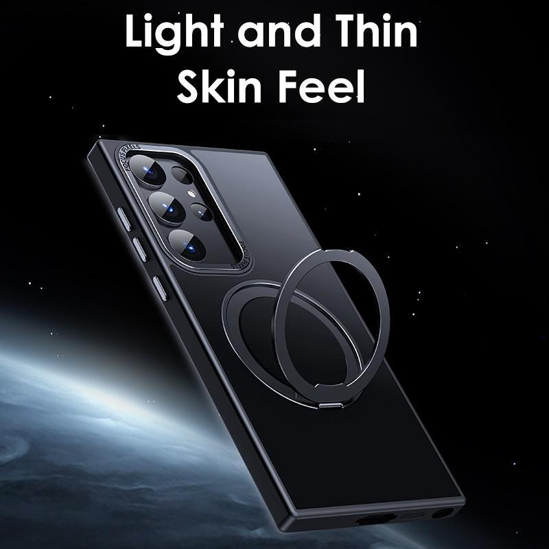 360 Degree Rotation Stand Holder Matte Magnetic Phone Case Wireless Charging For Samsung Galaxy S24 S24Plus S24Ultra S23 Ultra Plus S23Ultra 5G