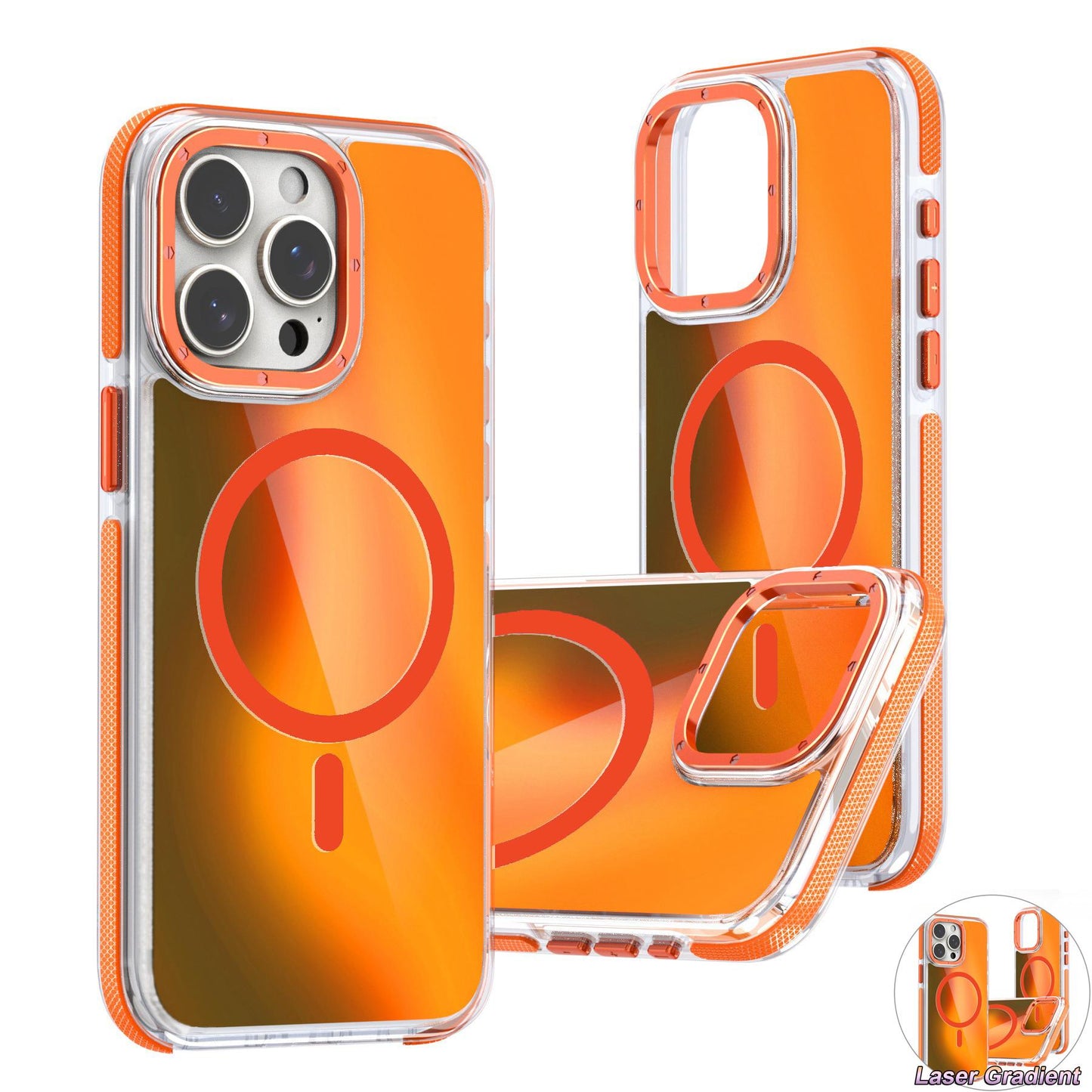 Laser Gradient Chameleon Strong Magnetic For Magsafe Wireless Charging Phone Case For iPhone 16 15 14 13 12 11 Pro Max Plus Metal Frame TPU Acrylic Shockproof Hard Full Cover