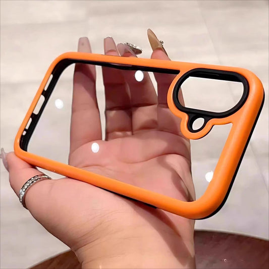 Two-tone Macaron Acrylic Transparent Len Protection Phone Case For iPhone 16ProMax 15 14 13 12 11, Hard Shockproof Full Cover