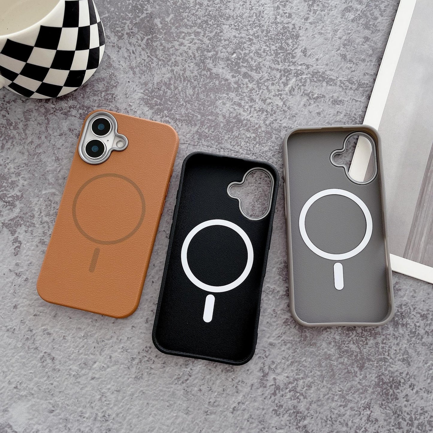 Plain Skin Grain Matte Slim Shockproof TPU For Magsafe Fine Ring Magnetic Phone Case For iPhone 16ProMax 16 15 14 13 12 Max Len Protection Soft Full Cover