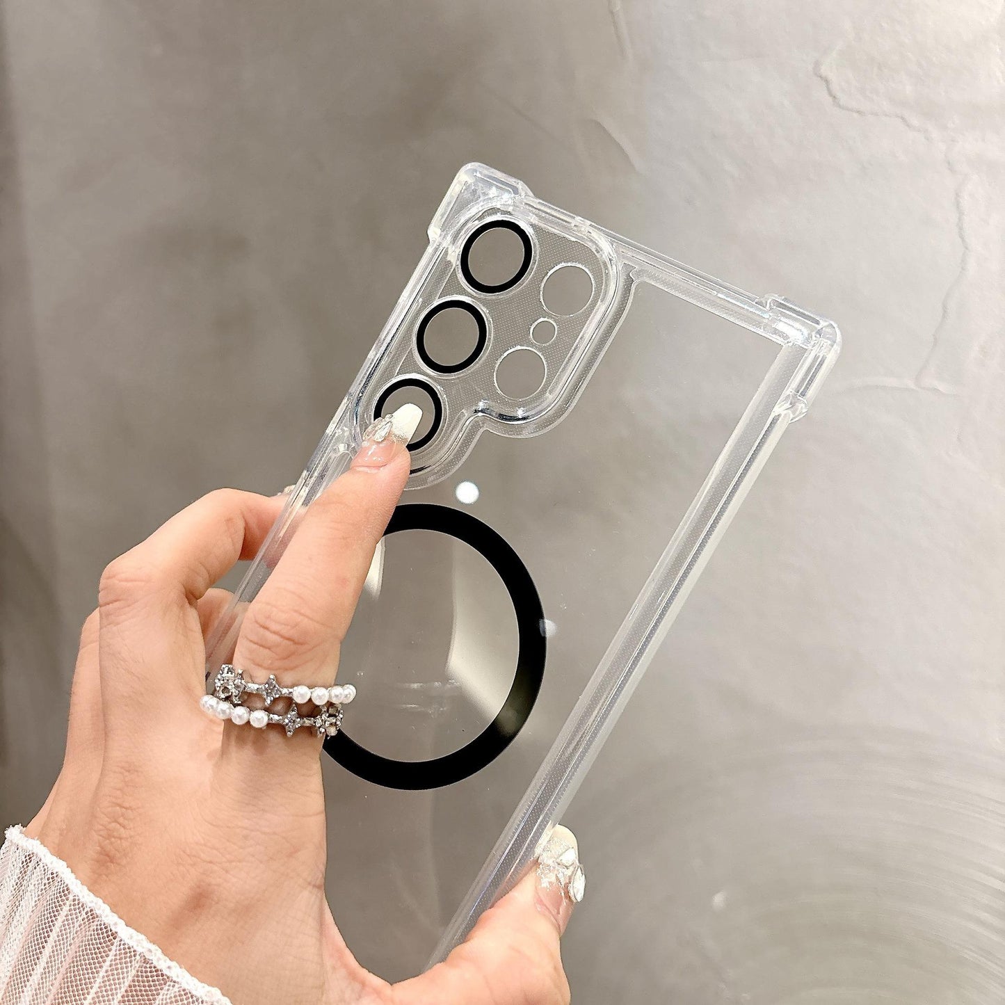 Acrylic Transparent Magnetic High Protection Four Corner Shockproof Phone Case For Samsung S25Ultra S25 S24 S23 S22 S21 Not Yellowing Clear Hard Full Cover