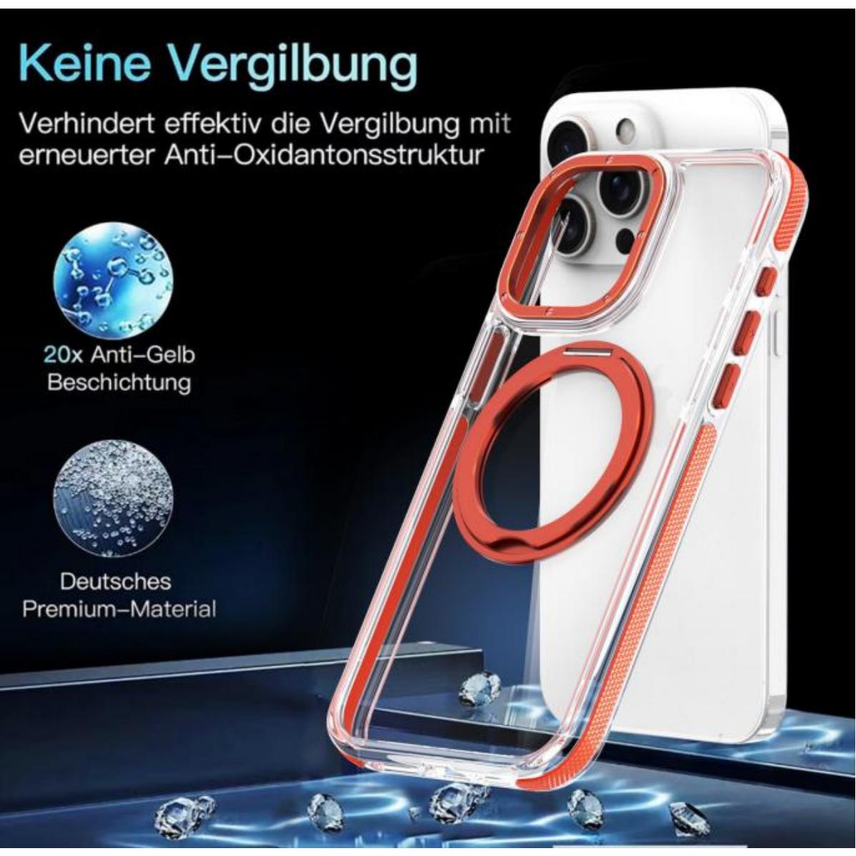 Dual Color Magnetic For Magsafe Wireless Charging Case With 360 Rotating Stand For iPhone 16 15 14 13 12 Pro Max Plus Clear Hard Cover