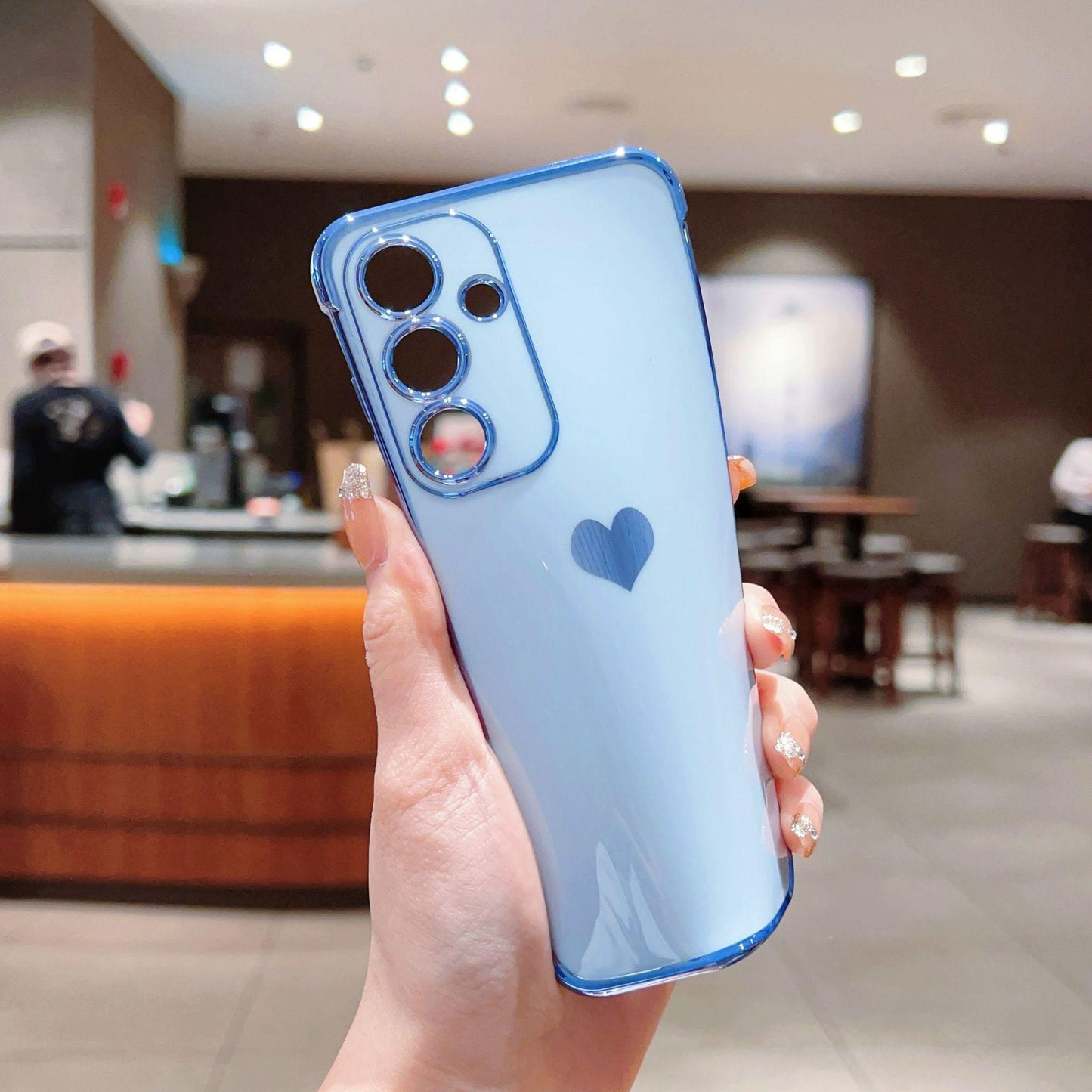 Plating Love Heart TPU Basic Phone Case For Samsung S25Ultra S24 S23 S22 S21 Shockproof Soft Full Cover