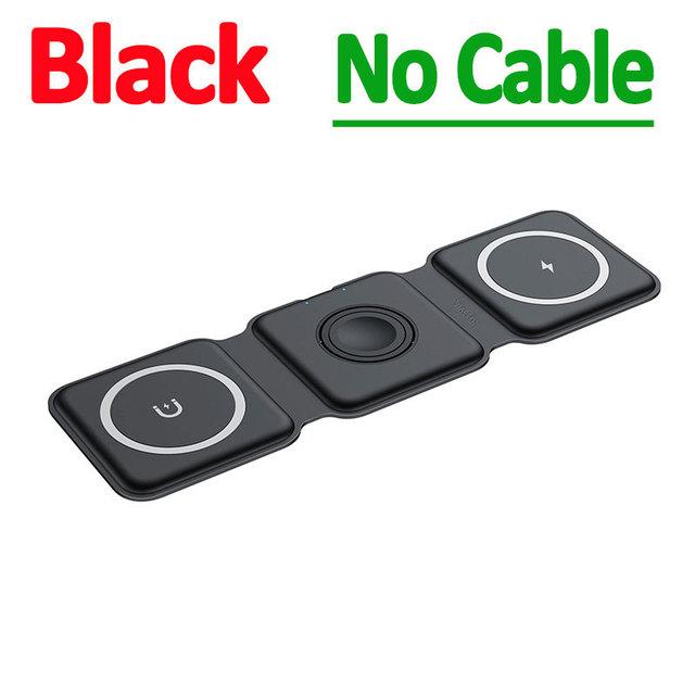 3 in 1 Foldable Wireless Charger, Magnetic Fast Wireless Charging, Compatible with iPhone 16 15 14 13 12 Series,  For Apple Watch, For AirPods Pro (Adapter not Included)
