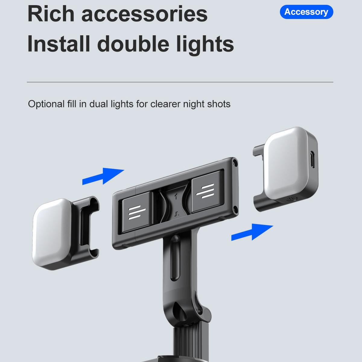Stabilisateur de téléphone Suivi facial intelligent avec lumière de remplissage amovible Support de téléphone Perche à selfie sans fil Trépied pour diffusion en direct Nouveau