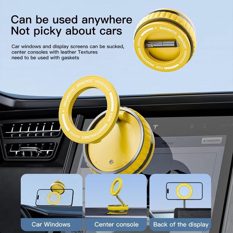 Upgrade Three-axis Flexible Alloy 360° Magnetic Vacuum Adsorption Double-sided Fold Rotating Multi-angle Strong Suction, Stable Holder, Hands Free Automobile, Adjustable Mount for All Phones
