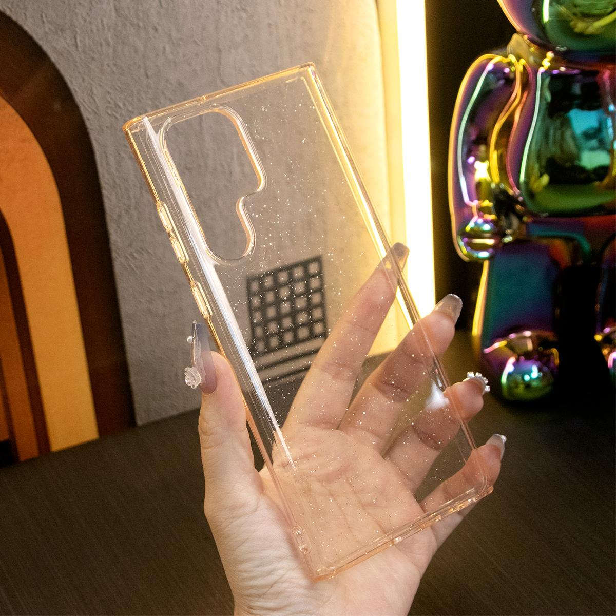 Design For Samsung S22 S23 S24 Plus FE Ultra Case Glitter, Sparkle Cute Girly PC Hard Soft TPU Silicone Bumper Women Phone Cases For Samsung S22 S23 S24 Plus FE Ultra (Clear)