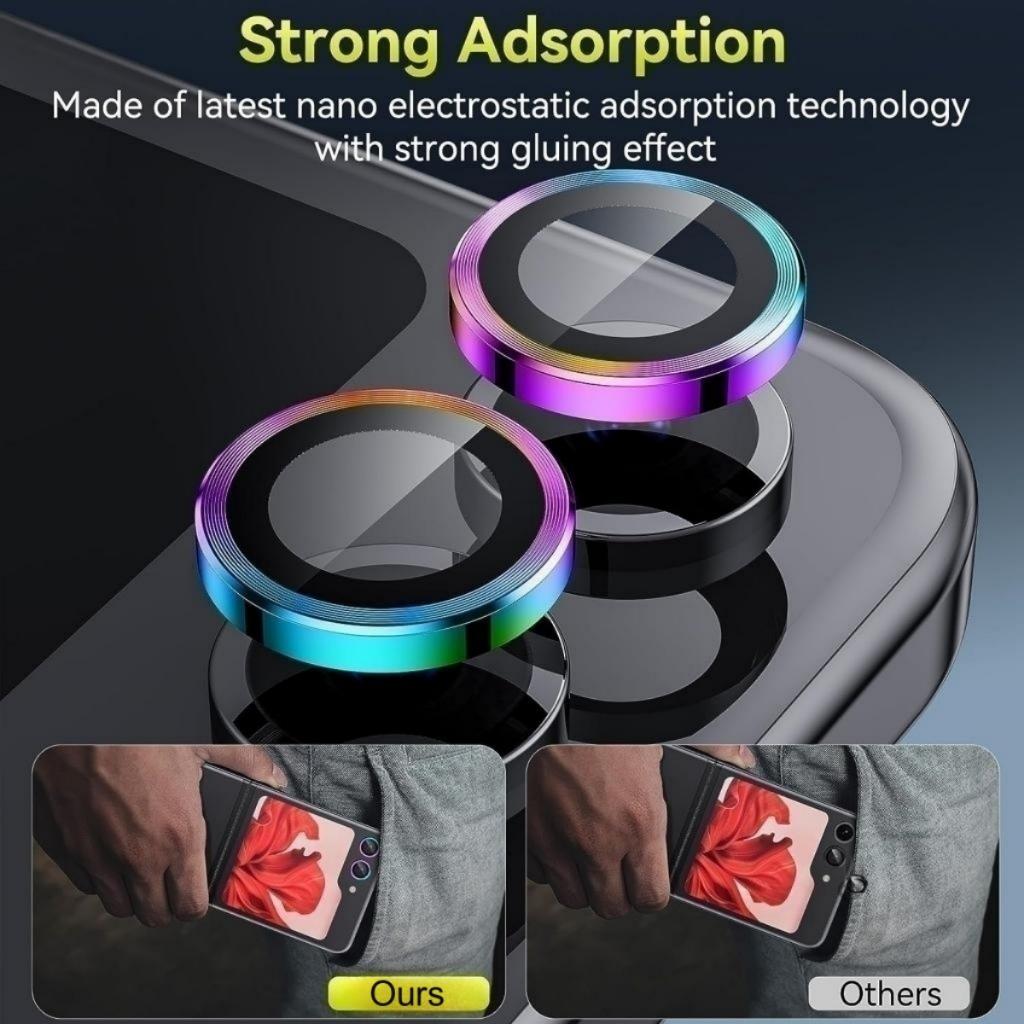 Metal Camera Lens Protector For Samsung Galaxy Z Flip 5 Anti Scratch 9H Tempered Glass With Metal Ring Lens Cover For Galaxy Z Flip5