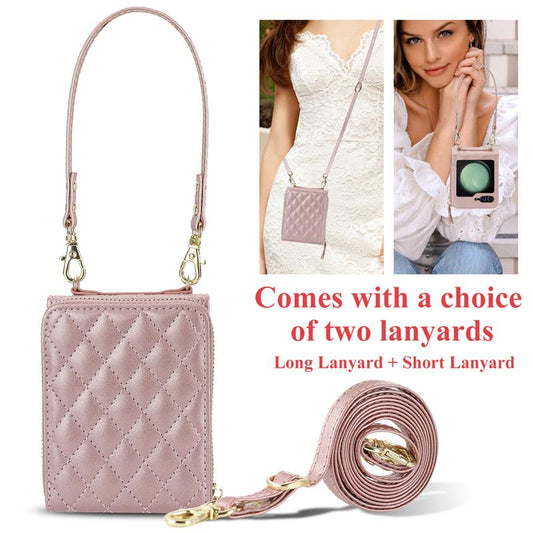 Crossbody Wrist Strap Phone Case for Samsung Galaxy Z Flip 6 5 4 Flip6 Flip5 Flip4 Flip3 Leather Wallet  with Card Holder Cover