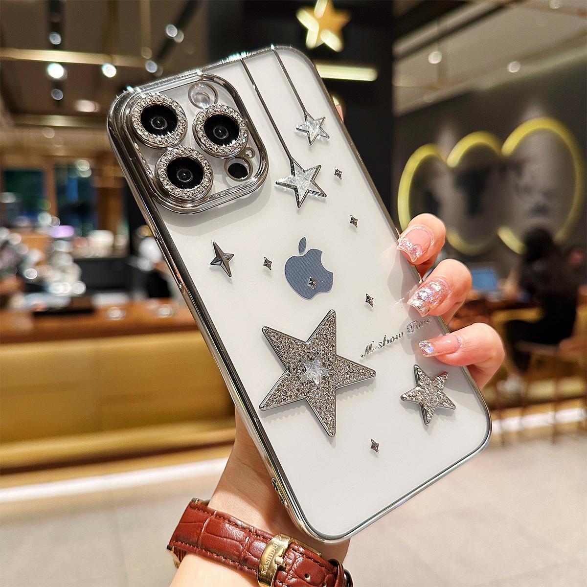 For iPhone 11 12 13 14 15 Pro Max Luxuxy Unique Diamond Star Soft Phone Case Cover