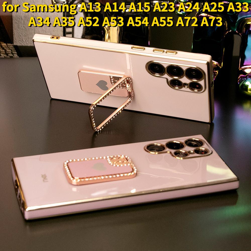 Plating Square Mini Phone Kickstand Soft Phone Case for Samsung A13 A14 A15 A23 A24 A25 A33 A34 A35 A52 A53 A54 A55 A72 A73