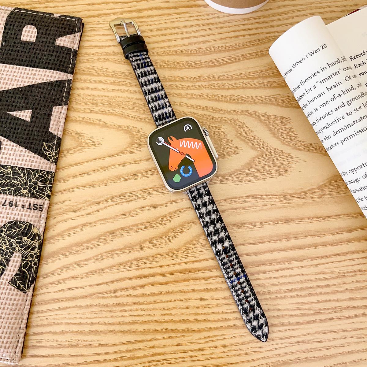 Slim Woolen Wristband for Apple Watch 44mm Band 45 42 38 41 Ultra 49mm Link Bracelet for IWatch Series 9 8 7 6 SE 5 4