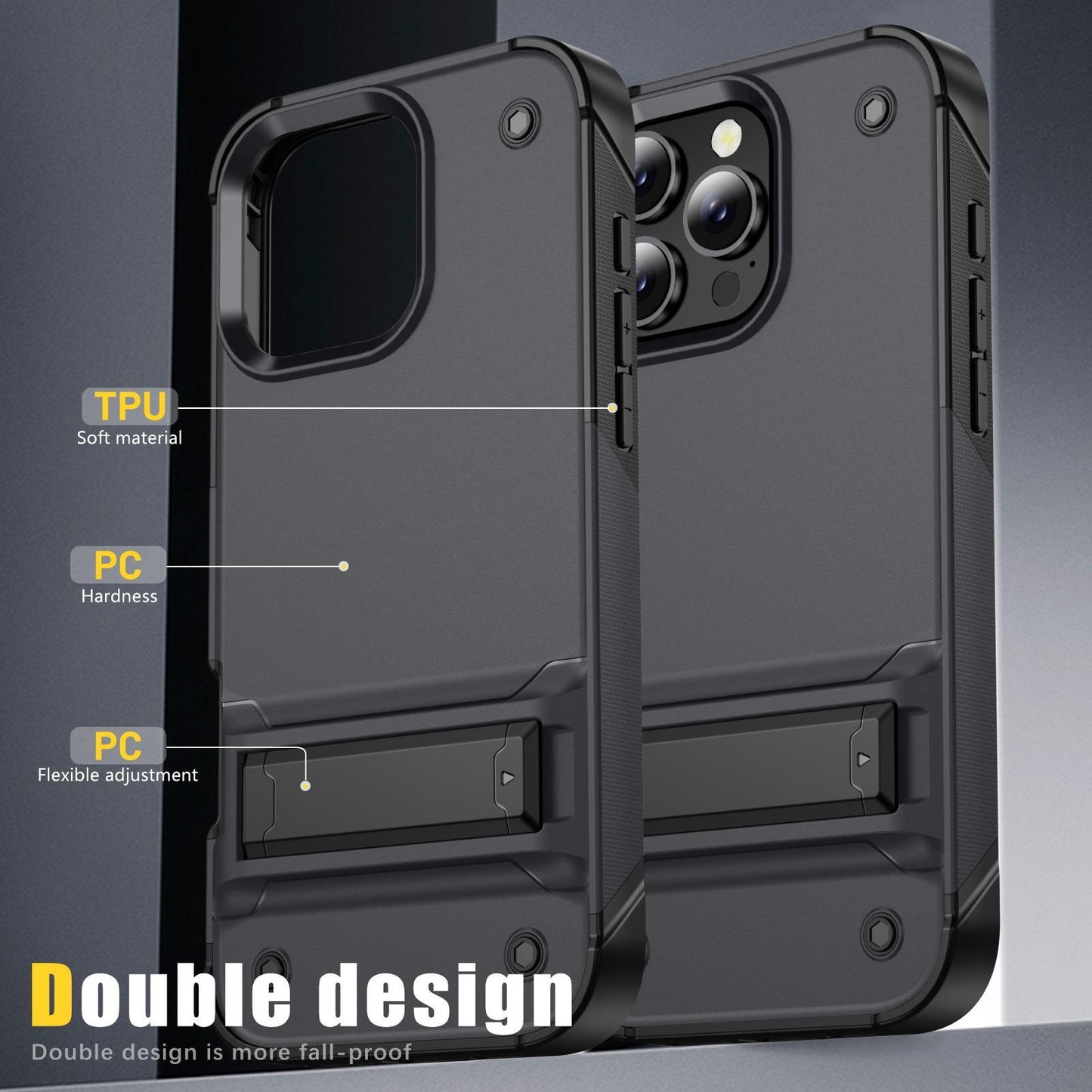 Anti-Dust Fall Heavy Duty Protection Shockproof Phone Case With Kickstand for iPhone 16ProMax 16 15 14 13 12 11 Hard Full Cover