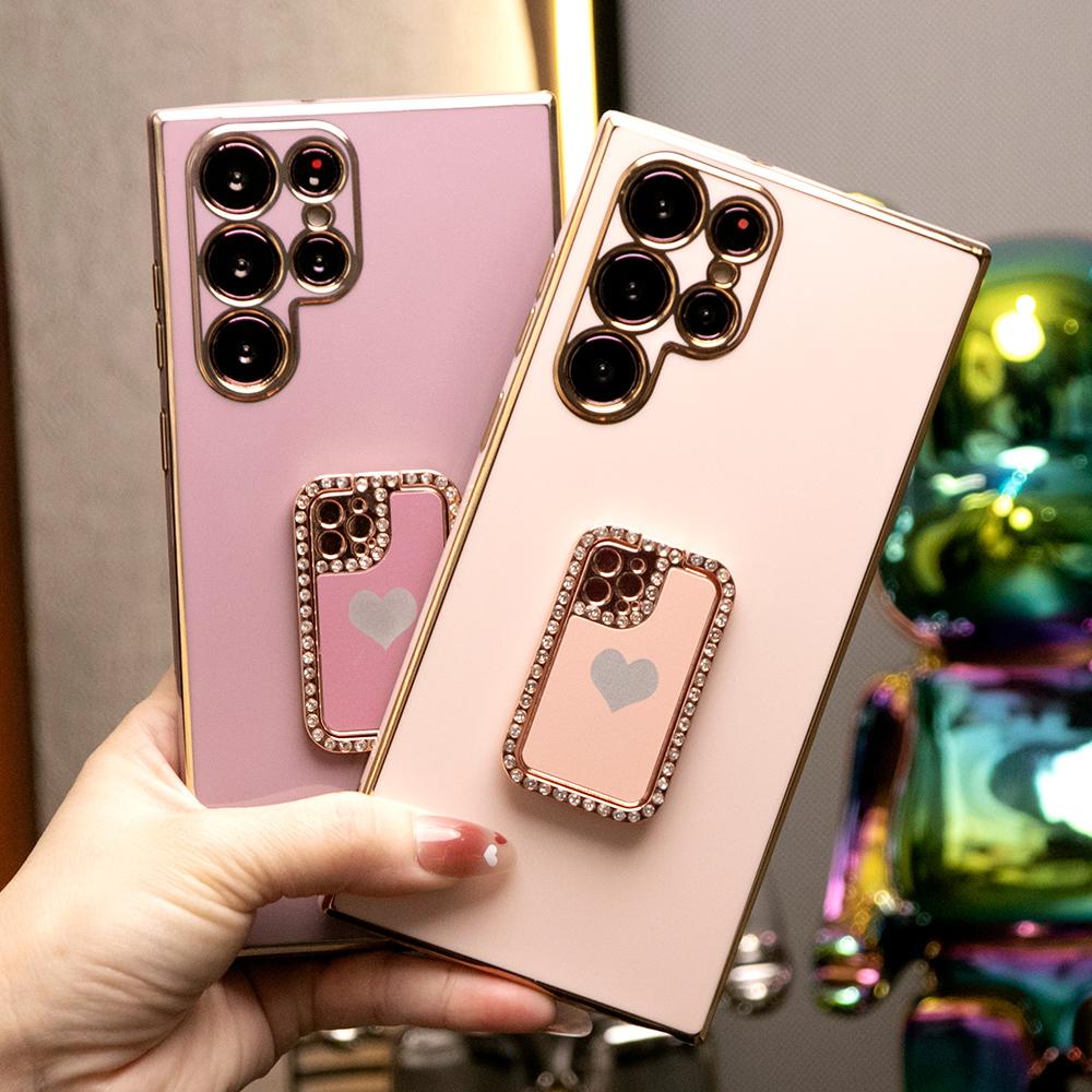 Plating Mini Phone Popstand Phone Case For Samsung S24 S23 S22 S21 FE Plus Ultra Note 20