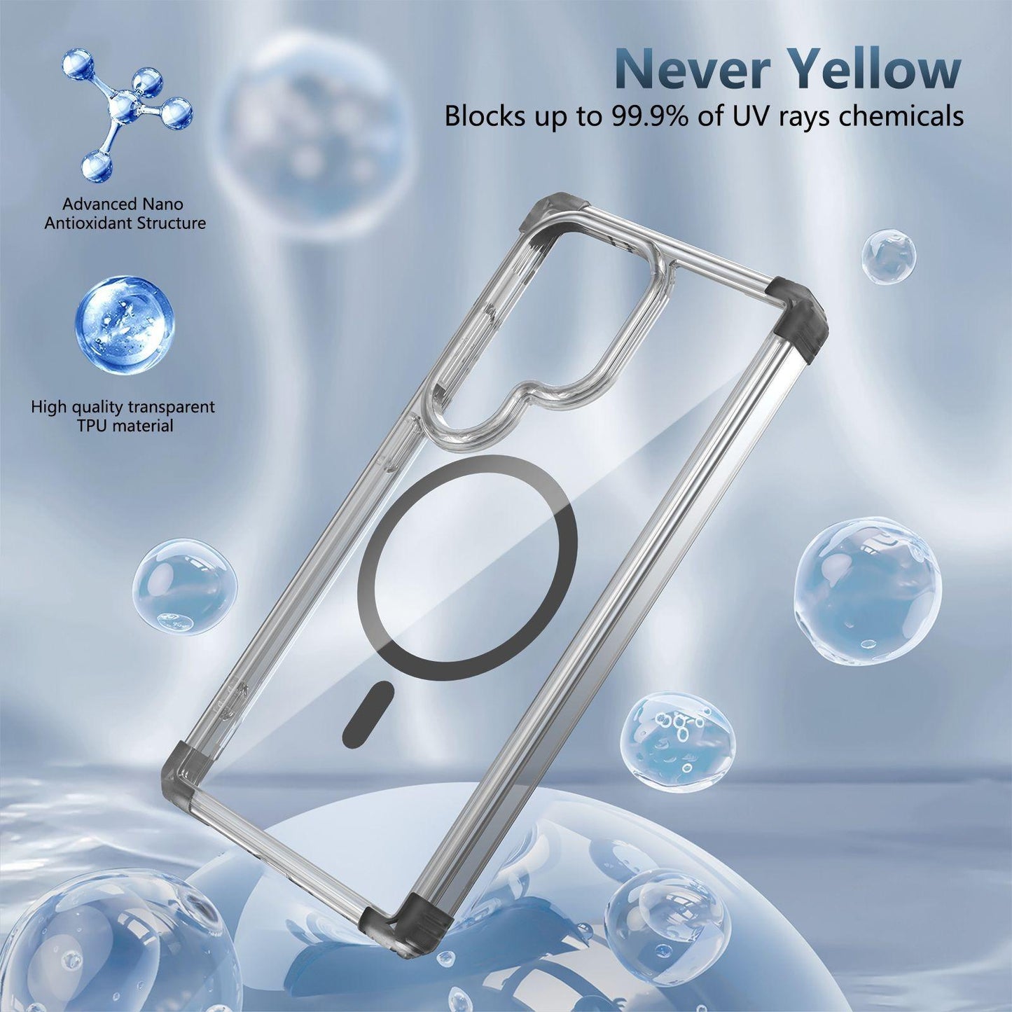 HD Acrylic Transparent Strong Magnetic High Protection Four Corner Shockproof Phone Case For Samsung S25Ultra S24 S23 S22 S21 Note20 Not Yellowing Clear Hard Full Cover