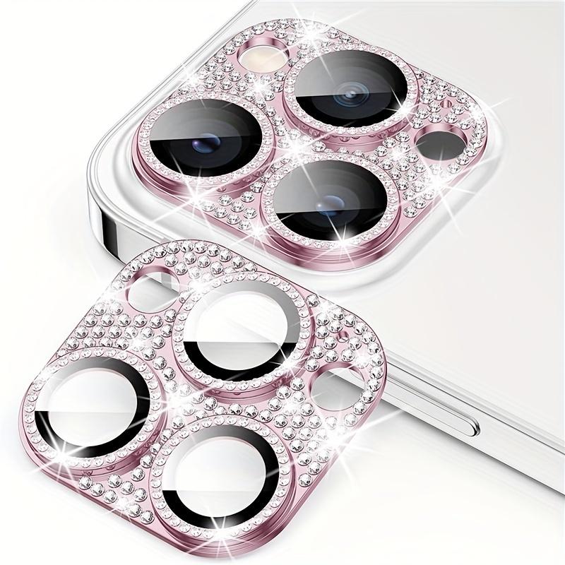 Glitter Rhinestone Metal Camera Lens Protector Glass For iPhone 16 15 14 13 Pro Max Shining Full Cover Camera Lens Protector Case