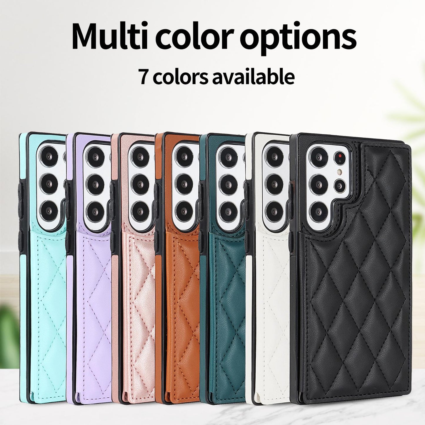 Rhombic Grid Pattern Leather Cover For Samsung Galaxy S20 S21 FE S23 S22 Plus Note 20 Ultra Card Slots Holder Purse Phone Case